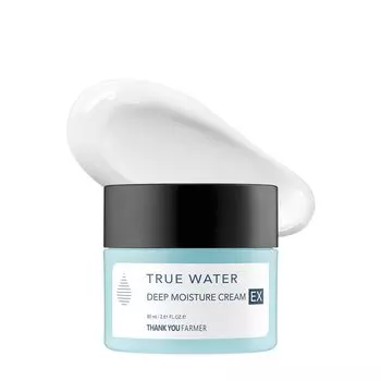 Крем для глубокого увлажнения THANKYOU FARMER True Water Deep Moisture Cream EX содержит натуральный увлажняющий экстракт корня диоскореи, гиалуроновую кислоту, которая предотвращает образование воды.