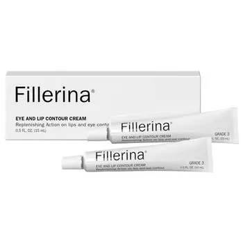 Крем для контура глаз и губ Fillerina, 3 класс, уход за кожей вокруг глаз и рта, 15 мл, 1 флакон, набор из 2 флаконов и