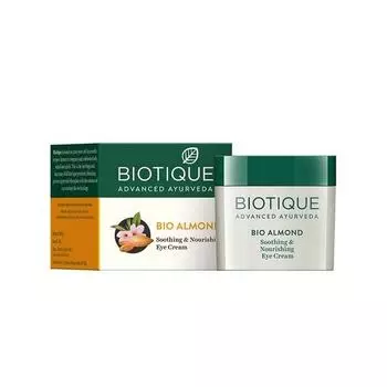 Крем для кожи вокруг глаз Biotique Almond Anti-Ageing | Аюрведический и органически чистый | 100% растительные экстракты | Подходит для всех типов кожи | 15 г