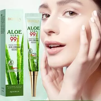 Крем для кожи вокруг глаз с алоэ вера - увлажняющий и разглаживающий, многофункциональный, укрепляющий, восстанавливающий, удаляющий морщины, уменьшающий темные круги, крем для кожи вокруг глаз 20g