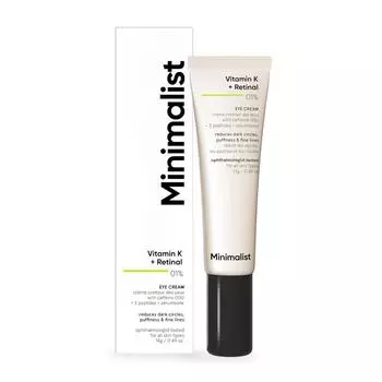 Крем для кожи вокруг глаз с Витамином К и Ретиналем 01% (14 г), Vitamin K + Retinal 01% Eye Cream, Minimalist