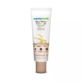 Крем для лица Mamaearth Rice Water Tone Up с рисовой водой и ниацинамидом для стеклянной кожи 50 г | Мгновенно осветляет | Корейский рис Tone Up