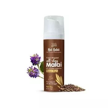 Крем для лица Nat Habit All Day, свежий взбитый лен Bakuchi Face Malai с витаминами E, C и омега (Возраст 35+, 30г)