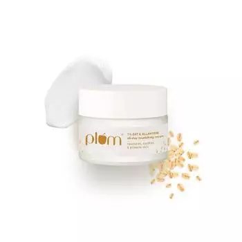 Крем для лица Plum 1% Prebiotic Oat & Allantoin All-Day увлажняющий для сухой кожи | Витамины E и B5 | Успокаивает и питает кожу | Для женщин и мужчин | 100% веганский | 50 г