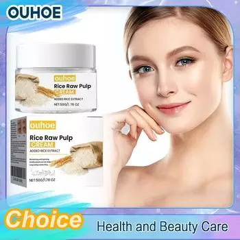 Крем для лица с белым рисом, разглаживающий мелкие морщины, укрепляющий поры, питательный, увлажняющий, сужающий поры, восстанавливающий крем для лица с сырой мякотью риса, 50 г 50g Boxed