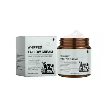 Крем для лица с коровьим жиром Tallow Cream питает и смягчает кожу, восстанавливает и успокаивает кожу лица, увлажняет и подтягивает кожу 120 г One Size белый