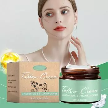 Крем для лица с коровьим жиром питает и смягчает кожу, восстанавливает и успокаивает лицо, увлажняет и подтягивает кожу 60 г One Size белый