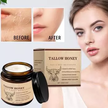 Крем для лица с медовым бальзамом и коровьим жиром питает и смягчает кожу, восстанавливает и успокаивает кожу лица, увлажняет и подтягивает кожу 120 г One Size