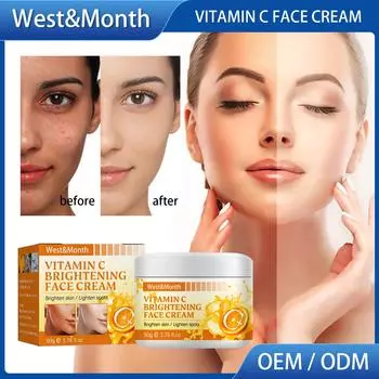 Крем для лица West&Month Крем с витамином С для удаления темных пятен, отбеливающий уход за лицом, увлажняющий, антивозрастной, укрепляющий, косметика для ухода за кожей, 50 г 50g
