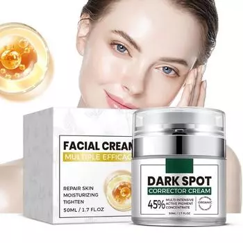Крем для отбеливания и удаления пятен, обесцвечивает пятна меланина, увлажняет и осветляет кожу, крем для лица, удаляет черную и желтую кожу 50g