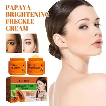 Крем для отбеливания веснушек с папайей устраняет веснушки и темные пятна на лице, осветляет и увлажняет кожу. Утренний и ночной крем