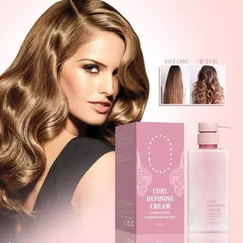 Крем для придания объема локонам, крем для придания объема локонам, крем для уменьшения пушистости, увлажняющий, разглаживающий локоны и волнистые волосы (1 бутылка) белый