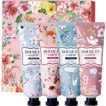 Крем для рук Bouquetgarni 4 комплекта детской присыпки + белый мускус + очищающее средство + вишневый цвет, 1 комплект корейской косметики