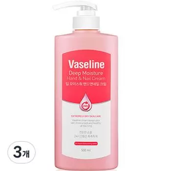 Крем для рук и ногтей Aekyung Vaseline 24h Deep Moisture с ароматом мускуса, 500 мл, 3 шт.