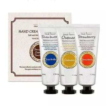 Крем для рук Medi Flower Shea Butter Oatmeal Strawberry Cream 80g, 3 шт. Oatmeal 3Pcs