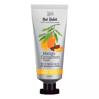 Крем для рук Nat Habit Mango Cinnamon Youth Fresh Whipped Hand Malai с маслом ши для мужчин и женщин, увлажнение кожи рук (30 мл)