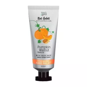 Крем для рук Nat Habit Pumpkin Walnut Hand Cream Fresh Whipped Hand Malai с маслом ши для мужчин и женщин, увлажнение рук, (30 мл)