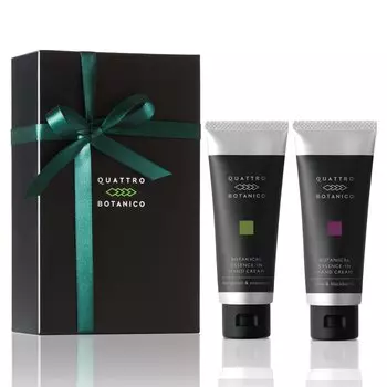 Крем для рук Quattro Botanico Gift Wrapping, растительная эссенция в креме для рук 45 г x 2 аромата, уход за руками, разглаживающий ретинол, грубые руки, без добавок