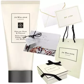 Крем для рук с ароматом английской груши и фрезии, 50 мл, подарочное бумажное мыло с надписью «Возврат подарка на день рождения», «Рождество, День святого Валентина», «Белый день», набор предметов [подарочная упаковка] и