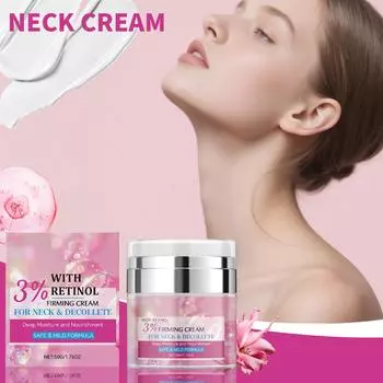 Крем для шеи с ретинолом, Крем для ухода за шеей, Успокаивающий сухость, Укрепляющий и увлажняющий крем, 50 г One Size розовый