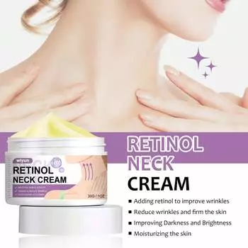 Крем для шеи с ретинолом Уменьшает морщины на шее Увлажняет Подтягивает кожу Формирует кожу Лебединая шея Массаж и лифтинг-крем для шеи белый