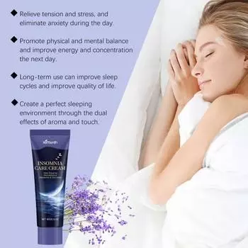 Крем для сна с ароматом лаванды, средство от бессонницы, снятия стресса, снотворное, натуральные ингредиенты, успокаивают настроение, улучшают качество сна, дорожная упаковка, мазь для отдыха синий