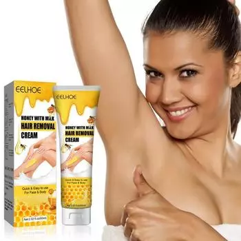Крем для удаления волос для женщин. Уменьшает раздражение. Безболезненно. Не содержит вредных химических веществ. Идеально подходит для линии бикини и подмышек. 60 г