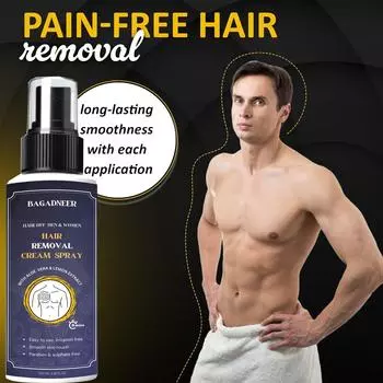 Крем для удаления волос класса люкс для мужчин | Крем-спрей для безболезненного удаления волос на теле для груди, спины, ног, рук и подмышек 100 мл 100 ml