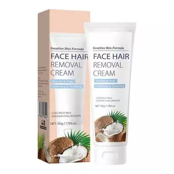 Крем для удаления волос на лице для женщин с отшелушивающим эффектом мягкий и не вызывает раздражения, эффективно отшелушивает, 50 г One Size белый