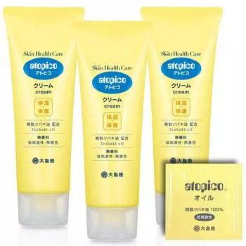 Крем для ухода за атопической кожей Oshima Tsubaki Atopico Skin Health Care Cream 120 г x 3 флакона с цельной сухой кожей [Официальные] образцы, для лица, тела, увлажнение,