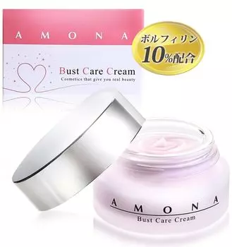 Крем для ухода за грудью AMONA с плацентой, гиалуроновой кислотой, керамидами, грудью, ягодицами, увлажняющий, для тела, произведено в Японии, 30 г [содержит 10% волюфилина] розовый