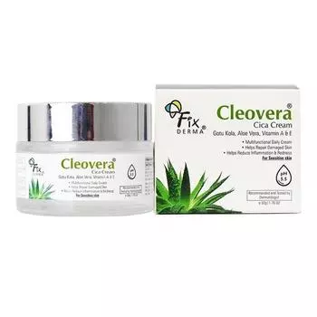 Крем Fixderma Cleovera Cica для лица с готу кола, алоэ вера, витаминами А и Е | Крем для лица Damage Skin Repair - 50 г