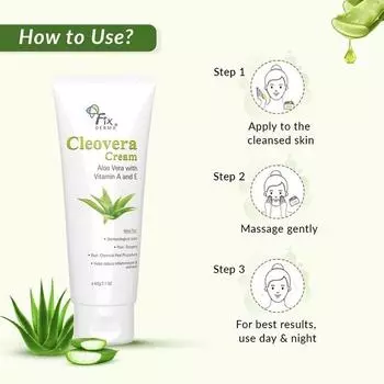 Крем Fixderma Cleovera, увлажняющий крем для кожи с алоэ вера, снимает воспаление и помогает после операции, после бритья и депиляции, без парабенов - 60 г
