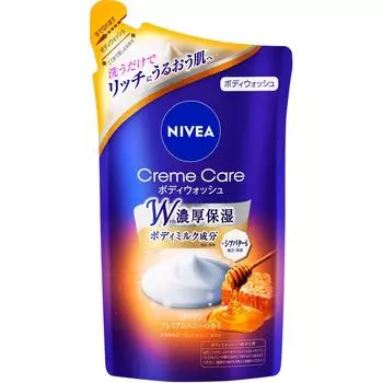 Крем-гель для душа KAO NIVEA Cream Care с ароматом итальянского меда премиум-класса — сменный блок 360 мл. Мыло для тела среднего ценового диапазона. Нанесите необходимое количество средства. (або