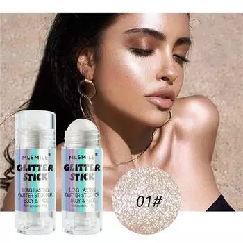 Крем-хайлайтер с бриллиантовыми блестками Pearl Fine Flash для лица Natural 3D Contouring Full Body Highlight Stick Cosmetic Tool 1