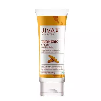 Крем Jiva Turmeric 100 г | 100% аюрведическая формула | Питает кожу, улучшает цвет лица и предотвращает появление угрей, прыщей, акне и пятен