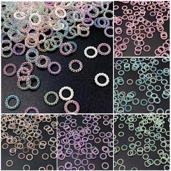 Крем-клей ABS патч для чашки воды Декоративный модный выдолбленный материал корпуса мобильного телефона Круглые кольца DIY Ювелирные аксессуары 100 шт. Искусственный жемчуг AB Color разноцветный