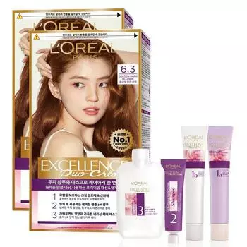 Крем-краска для волос L Oral Paris Excellence Duo, нет. 6.3 Золотисто-коричневый, 2 шт.