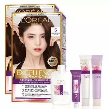 Крем-краска для волос L Oral Paris Excellence Duo, нет. 5 Светло-коричневый, 2 шт.