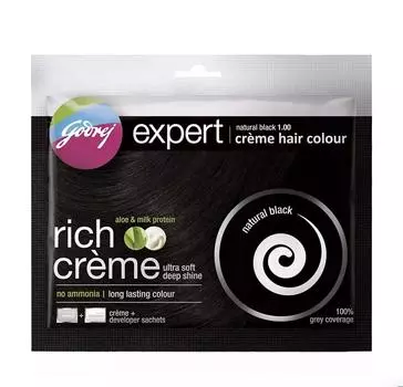 Крем-краска для волос, натуральный черный (40 г), Expert Creme Hair Colour Natural Black, Godrej