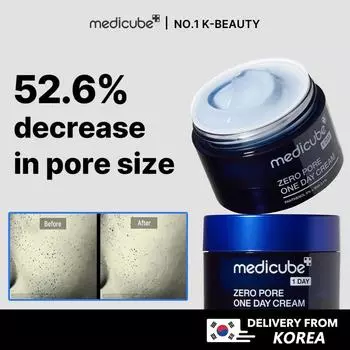 Крем Medicube Zero Pore One Day Cream 50 мл. Заметно сужает поры, контролирует излишнюю жирность — крем для очищения пор 50ml