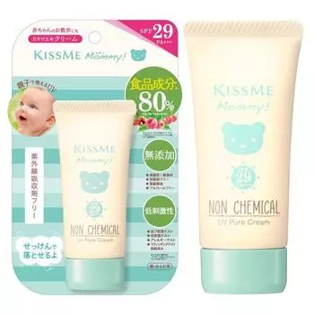 Крем Mummy UV Pure Cream SPF29PA+++ 50 г для младенцев и детей, для чувствительной кожи, не содержит химикатов, можно использовать с 6 месяцев, не содержит поглотителей УФ-излучения
