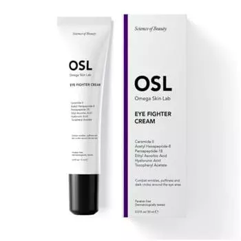 Крем OSL Eye Fighter Cream - против темных кругов и отечности глаз, ретиноловый крем с токоферола ацетатом, гиалуроновой кислотой, церамидом II, ацетилгексапептидом-8