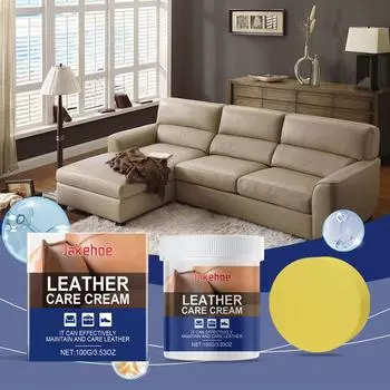 Крем-полироль для ухода за кожей 100 г с губкой Профессиональный кондиционер для кожи для обуви, сумок, мебели, водостойкий очиститель, восстановитель 100g with sponge