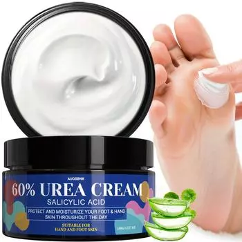 Крем с 60% мочевины, Крем для ног и рук с мочевиной, Крем для сухой кожи, Быстро впитывающийся, Нежирный, Лучший крем с мочевиной для сухих потрескавшихся ног-100 г