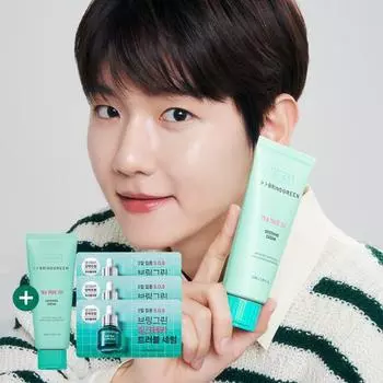 [Крем с чернилами Hwajal] Bring Green Tea Tree Cica Успокаивающий крем Plus 100 мл + 100 мл Double Special, корейская косметика 100ml double plan + serum 3ml