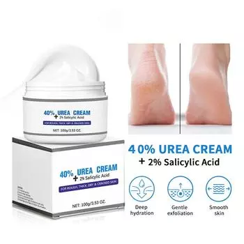 Крем с мочевиной 40% плюс 2% салициловой кислоты 3,53 унции, улучшенное средство для удаления мозолей со стоп, коленей и локтей, интенсивно увлажняет и смягчает кожу, отшелушивает омертвевшую кожу One Size