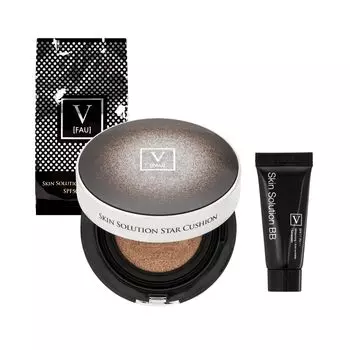 Крем с тональным кремом FAU Skin Solution Star Cushion Foundation 15 г, сменный блок 15 г, набор BB-кремов 5 г [BB-бонус] и +