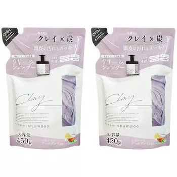 Крем-шампунь с глиной, освежающий аромат Эрл Грей, 450 г, набор из 2 сменных насадок для восстановления поврежденных волос [оптовая закупка]