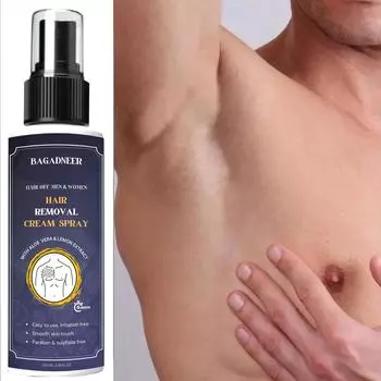 Крем-спрей для удаления волос для мужчин | Безболезненный спрей для удаления волос на теле для груди, спины, ног и подмышек (100 мл (Пакет из 1), Алоэ Вера) 100 ml
